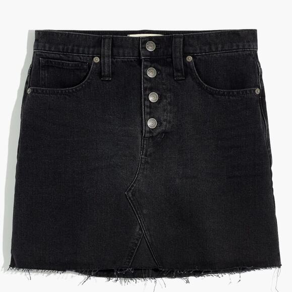 Madewell Rigid Denim A-Line Mini Skirt in Lunar Wash: Button-Front Edition sz 26 - Picture 2 of 12
